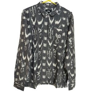 NWT Stussy ikat print henley Shirt Men's Medium 1/4 zip pullover Long Sleeve